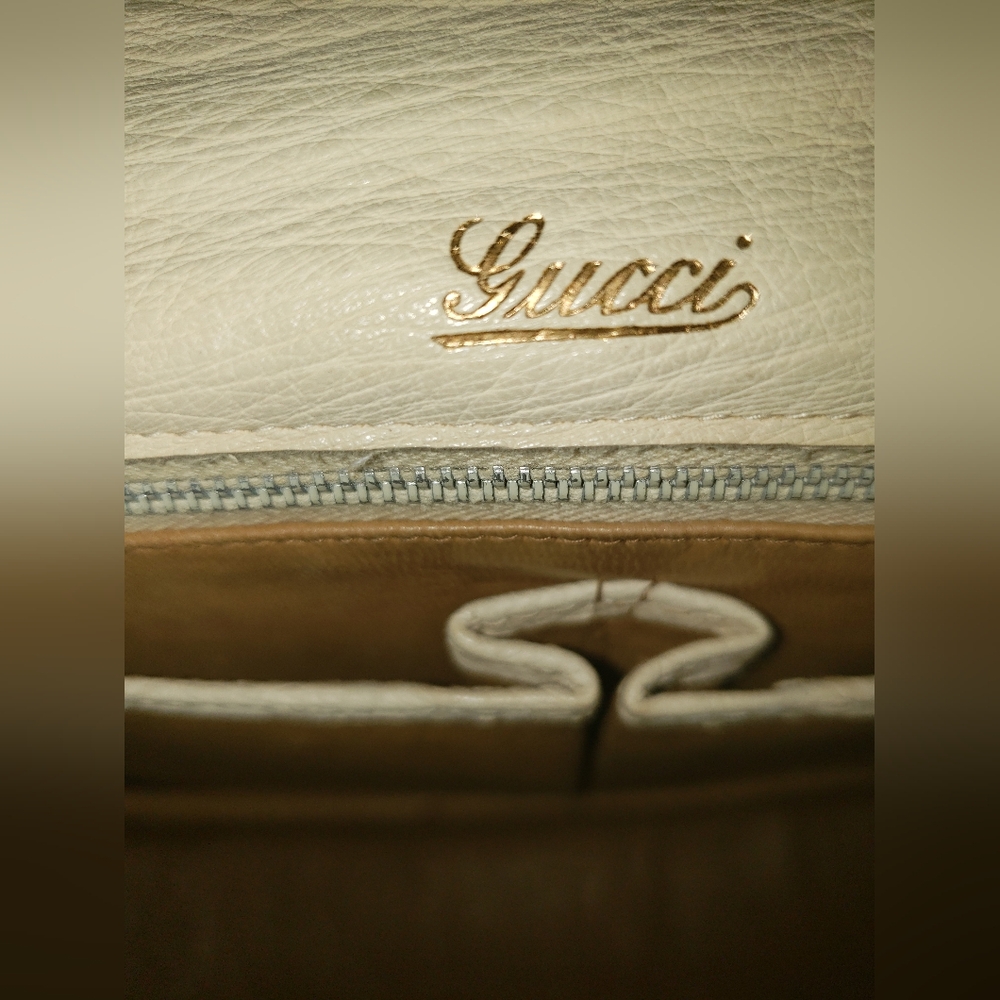 True Vintage cream genuine ostrich skin  bamboo handle lambskin leather handbag